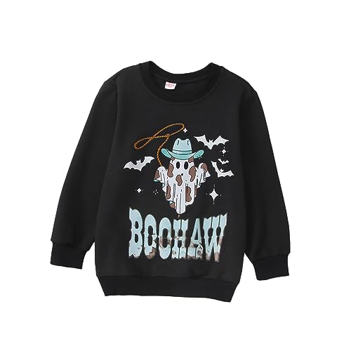 Ritatte Kids Halloween Sweatshirt Girls Boys Cute Boohaw Western Ghost Pullover Tops Long Sleeve Crewneck Fall Shirts