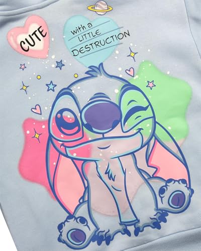 Image of Disney Lilo and Stitch Girls Cozy Fleece Zip Up Graphic Hoodie Sweatshirt