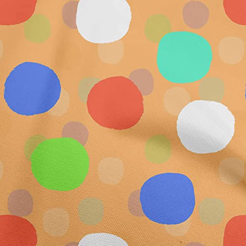 oneOone Cotton Poplin Dark Peach Fabric Polka DIY Clothing Quilting Fabric Print Fabric by Yard 42 Inches Wide-7596