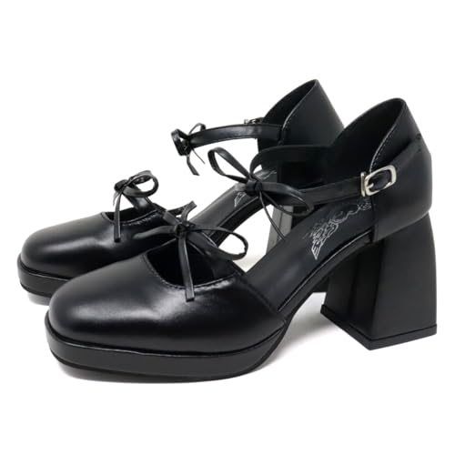 ラブハンター] パンプス セパレート ダブルリボンストラップ 8cmヒール