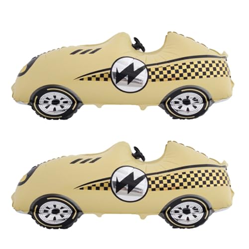 Image of Race Car Balloons Racing Car Foil Balloon 2PCS (Yellow) | Birthday Party Decorations Race Car Theme Party Decorations Kids Boy Racing Party Supplies