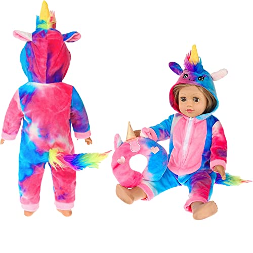 Ebuddy 18 Inch Doll Clothes And Accessories-Unicorn Doll Costume Colorful Tie-Dyed Pajamas Sleeping Bag Set For 18 Inch Girl Doll,Most 18 Inch Dolls(No Doll) #TOP1