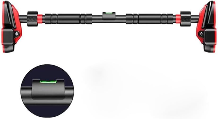 Home Indoor Kids Pull-Up Bar, No-Drill Wall-Mounted Single Bar for Children, Home Fitness Equipment Black red load-bearing capacity 1190lb installation distance within 39in