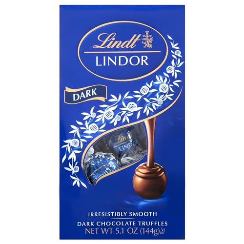 Image of Lindt LINDOR Dark Chocolate Truffles, Dark Chocolate Candy with Smooth, Melting Truffle Center, Great for Gift Giving, 5.1 oz. Bag (6 Pack)