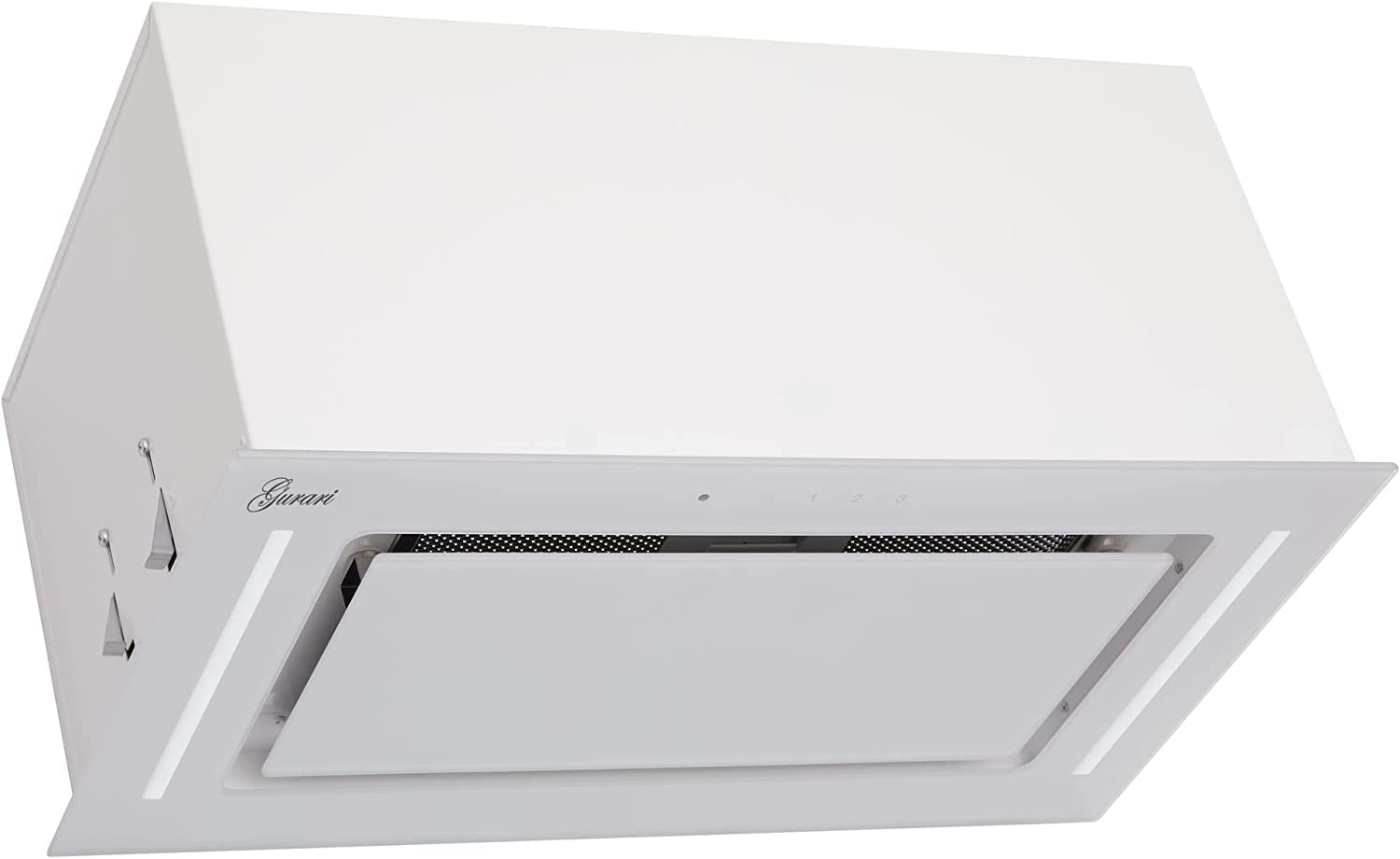 Gurari 217 WH 52 Pr, campana de techo 52 cm blanca empotrada con bloque de ventilación, marco de cristal, 3 niveles, 1000 m³/h, campana empotrada, mando a distancia