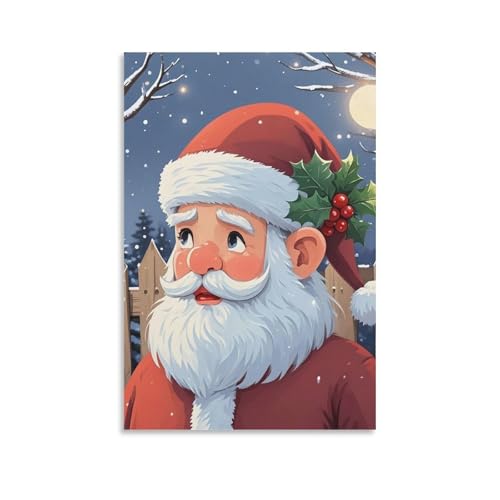Impression sur toile du Père Noël 60x90 cm pour decoration murale de salon