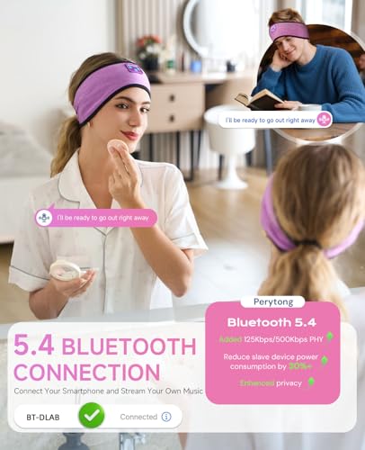 Image of Perytong Sleep Headphones Bluetooth Headband Over On Ear Bluetooth 5.4 Sleeping Earbuds Earphones, Wireless Headphones for Side Sleepers Men Women Sports, Insomnia, Yoga, Air Travel, Meditation