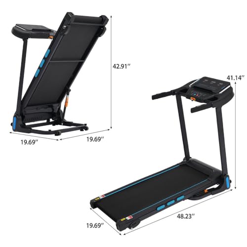 Image of Foldable Treadmills with Incline, 3.5HP Hydraulic System Auto,10MPH 350Lbs Weight Capacity Electric Treadmills with Heart Rate Sensors,Type C & USB Charge Bluetooth Speaker
