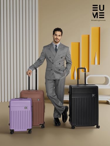 Image of EUME Classic Cabin 55 Cm Trolley Bag Small Size for Travel, Cambridge Brown | Polycarbonate (PC) 8 Hinomoto Wheels Suitcase | Small Trolley Bag for Luggage