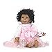 RENXR Noir Foncé Peau Africaine Réincarné Doll- 55Cm 22Inch Réincarné Fille Poupées Full Body Silicone Nouveau-Né Réaliste À La Main Réincarné Bébés Filles Tout-Petits Cadeaux De Noël