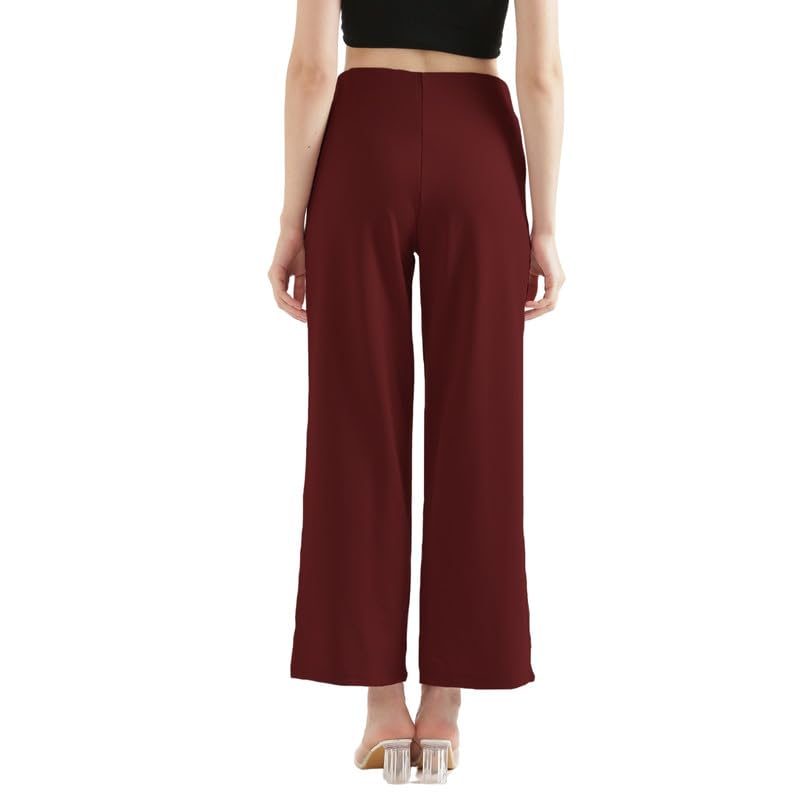 Image of SAADAA Palazzo Pants for Women Half-Elasticated Waistband | Palazzo for Women in Airy Linen Fabric | Regular Fit Mid Rise Waist & Deep Pockets | Versatile Formal & Casual Wear |