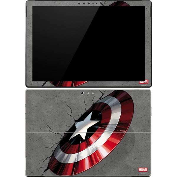 Skinit Decal Tablet Skin Compatible with Surface Pro 4 - Officially Licensed Marvel Captain America Shield Break Design