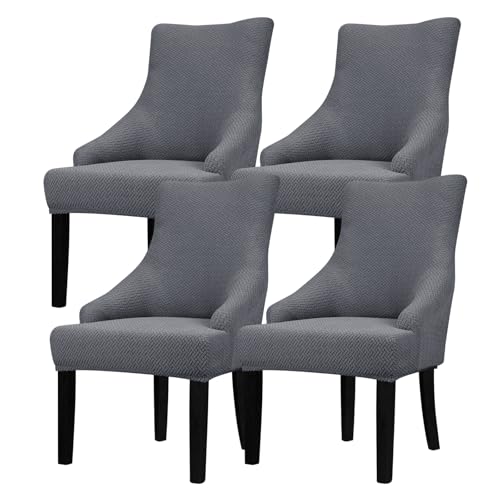 Fundas para sillas con respaldo redondo elásticas jacquard protector de muebles 4 piezas 2