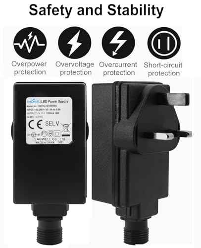 12V 1A Class 2 Power Supply, LED Adaptor Replacement, EAGWELL Outdoor Low Voltage Power Adapter, Yard Inflatable Adapter, Plug for String Light, Rope Lights,Christmas Lights - Image 4