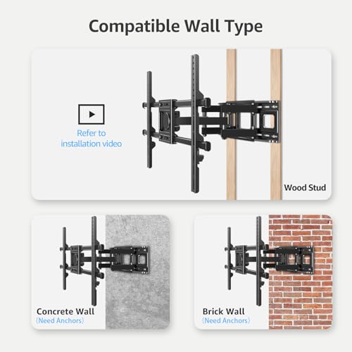 Image of MOUNTUP Full Motion TV Wall Mount for Most 42-82 inch TVs, Wall Mount Bracket with Articulating Swivel and Tilt, TV Mount Max VESA 600x400mm, Holds up to 110lbs Fits 16 inch Stud