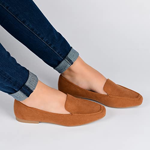 Image of Journee Womens Suede Loafer Flat Square Toe Noticed Topline Padded Block Heel - Tullie Casual Dress Shoe