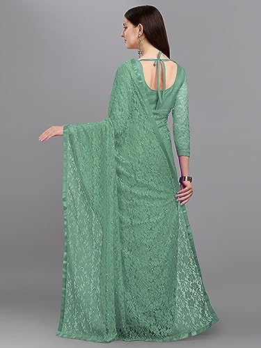 Image of LOROFY Women's Brasso Net Saree With Blouse