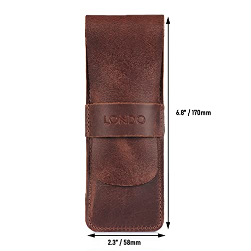 Image of Londo Genuine Leather Pen and Pencil Case with Tuck in Flap, Stationery Bag