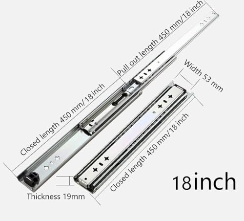 Rieles guía extensibles para guías de cajón con rodamiento de bolas (2 pares) 6