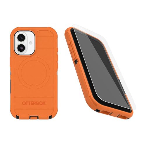 OtterBox iPhone 17 (Only) Bundle: Defender Series Case & Screen Protector - Blaze Orange - Case Only - Snaps on MagSafe - Tough - Rugged & Durable