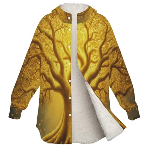 Sweatshirt avec poches jaune doré style surréalisme arbre d'or