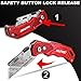 HAUTMEC 3-Pack Folding Utility Knife, Heavy-Duty Aluminum Box Cutter with Quick-Change Blades & Lock-Back Safety Design, Ergonomic Streamlined Grip Includes 15 Extra SK5 Blades, HT0429