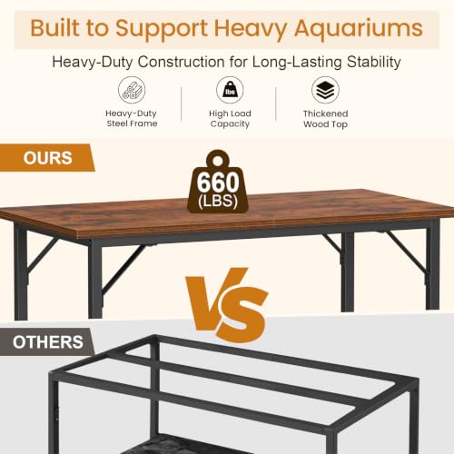 Image of Snughome 40 Gallon Fish Tank Stand, Heavy Duty Metal Aquarium Stand with Storage Shelves, 660LBS Capacity Double Aquarium Stand Holds 20-40 Gallon, Reptile Terrarium Stand for Home Office