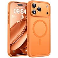 TOCOL Coque Magnétique pour iPhone 17 Pro Max 6,9 Pouces, Compatible avec MagSafe, Anneau Magnétique Intégré, Protection de l'objectif améliorée, Coque Mat Translucide Fine Antichoc, Orange
