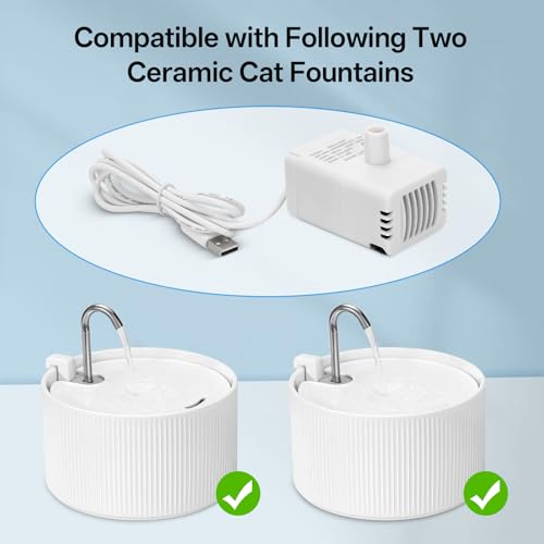 Image of Ceramic Cat Water Fountain Ultra-Quiet Pump -2.2L /78oz Ceramic Cat Fountain, Automatic Ceramic Water Fountain for Cats, Pet Water Fountain (White)