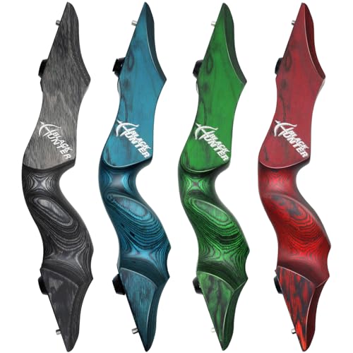 HANDBAIGE Black Hunter Left Hand Bow Riser 15'' Archery Bow Riser for Recurve Bow Longbow Takedown Wooden Bow Handle with Wrench (Green)