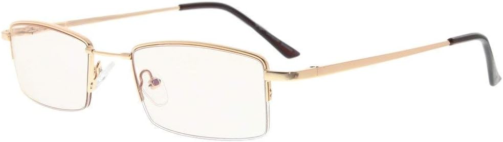 Memory Titanium Bridge Computer Glasses 50% Blue Light Blocking Reading Glasses Amber Tinted Lenses