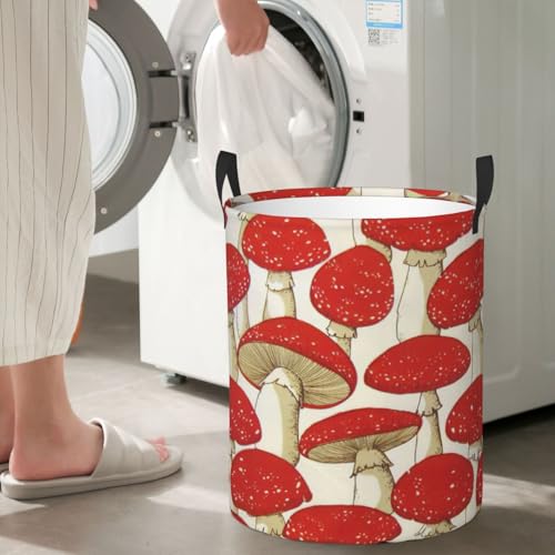 Panier à linge champignon rouge blanc pour grand rangement de linge