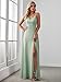 Ever-Pretty Women's Sexy Side Slit V Neck Spaghetti Straps Chiffon A Line Bridesmaid Dress Mint Green US02