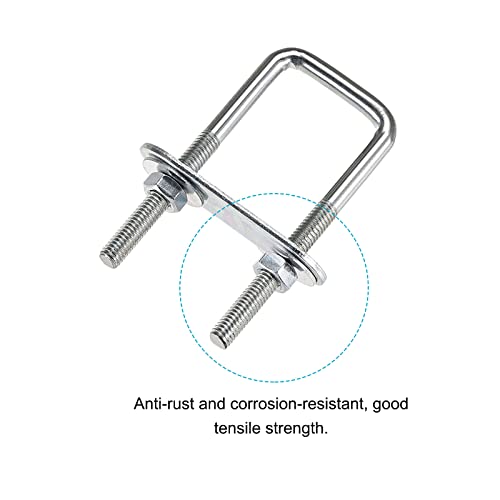 Image of METALLIXITY U Bolts 2 Sets (M6x30x80mm), Square U Bolt Carbon Steel with Accessories - for Construction, Pipe