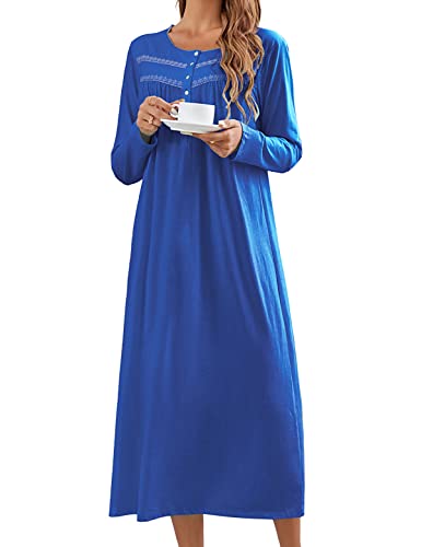 IZZY-TOBY-Cotton-Nightgowns-for-Women-Long-Sleeve-Nightdress
