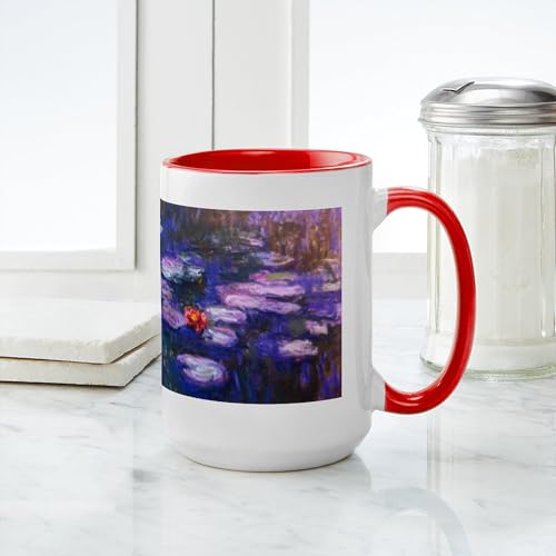 Taza de cerámica cafepress 15 oz Monet Blue Waterlilies miniatura 4