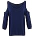 Women Cold Shoulder Navy Blue Shirt Top
