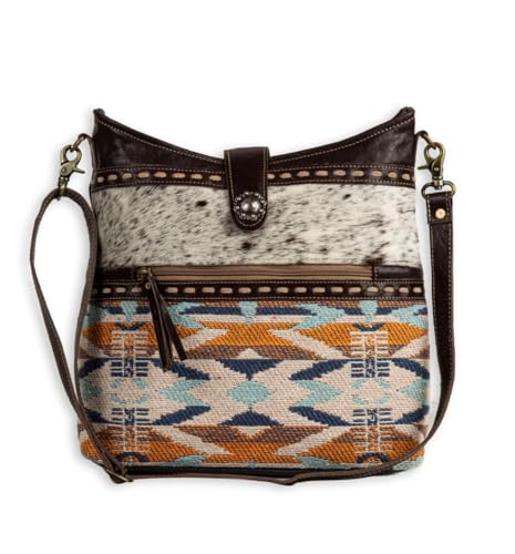 Myra Bag Shoulder Bag for Women - Western Upcycled Canvas & Leather Crossbody Bag Chocolate