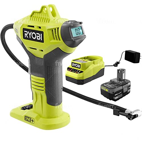 RYOBI P737D 18-Volt ONE+ Cordless High Pressure Inflator + 4.0 Ah High Capacity Lithium-Ion Battery & Charger,