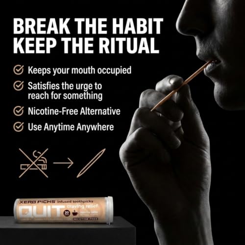 Image of Xero Picks Infused Flavored Toothpicks to Help Quit Smoking - Nicotine Free (Vanilla Latte, 3 Pack) Non-GMO Kosher Vegan