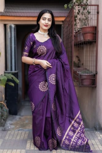 Image of SGF11 Women's Kanjivaram Soft Silk Saree With Unstitched Blouse Piece