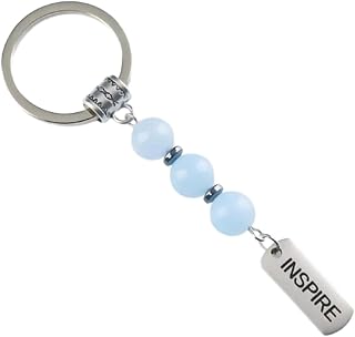 Natural Stone Inspirational Keychain, Crystal Beaded Key Chain Charm, Unisex Gift