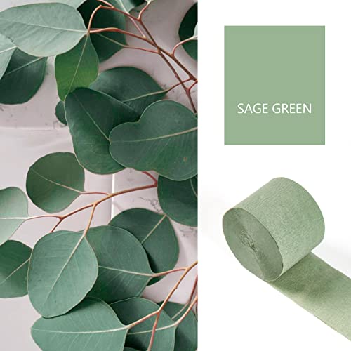 Partywoo Crepe Paper Streamers 4 Rolls 328Ft, Pack Of Sage Green Crepe Paper For Party Decorations, Wedding Decorations, Birthday Decorations, Baby Shower Decorations (1.8 Inch X 82 Ft/Roll) #TOP1