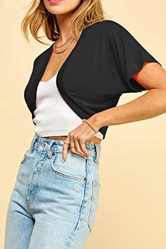 Lock and Love Women's Versatile Open Front Lightweight Short Sleeve Bolero Shrug4