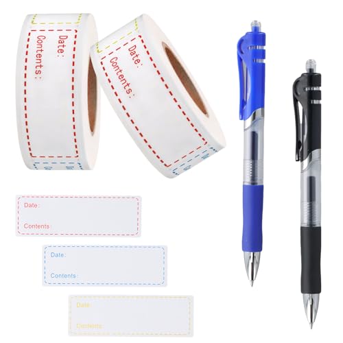 250 Piezas Etiquetas Autoadhesivas, Etiquetas de Fecha de Alimentos, Etiquetas Congelador de 75 x 25 mm, Etiquetas Removibles para Recipientes de Alimentos, Frascos, Mermeladas