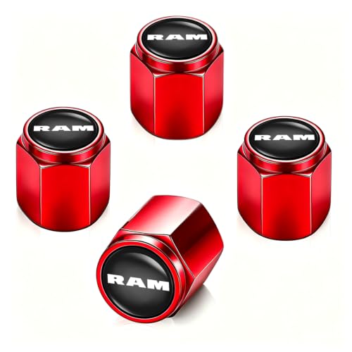Image of Tire Valve Stem Caps, Compatible with Dodge RAM Series Stem Cap Universal Car Air Cover Car Accessories for Cars, SUV, Truck, Motorcycles 4pcs(Red)