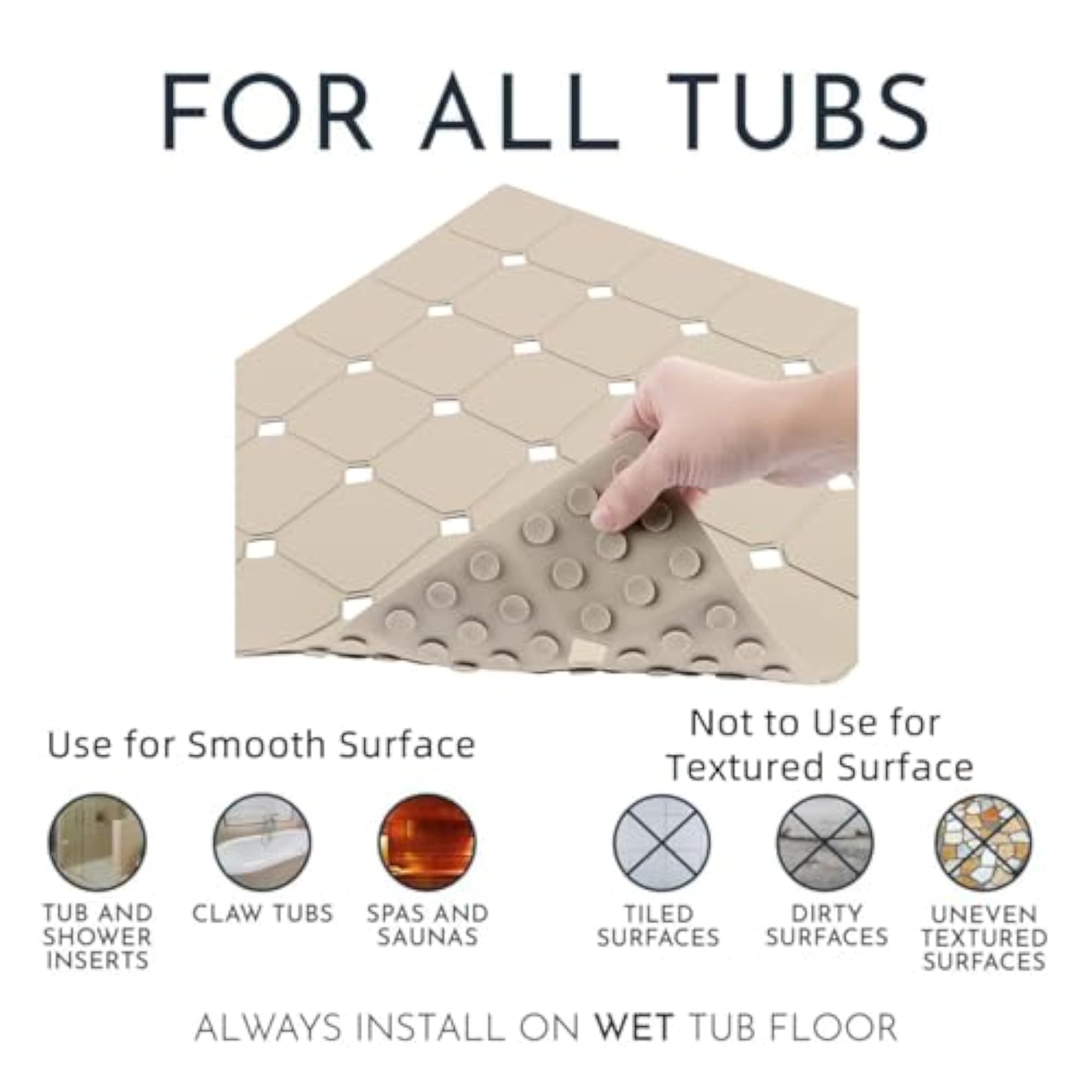 Non-Slip Silicone Shower Mat, Soft and Foldable