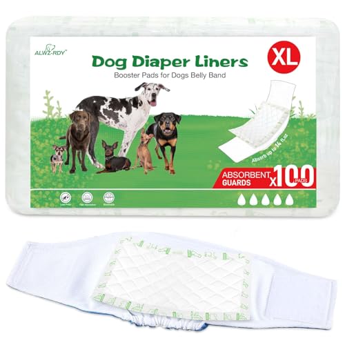 Image of Dog Diaper Liners 100ct, Super Leak Proof and Absorption Disposable Dog Diaper Booster Pads for Female and Male Fit Most Reusable Pet Belly Bands, Wraps, and Period Diapers (X-Large，XL-100ct)