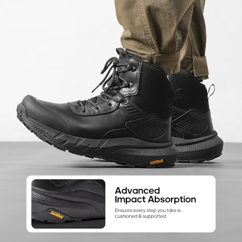 NORTIV 8 Men's Waterproof Military Tactical Hiking Work Boots Leather Motorcycle Combat Lightweight Non-Slip Boots for Men 8 Inches - Image 4