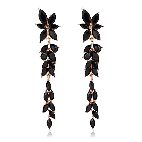 Fashion Rhinestone Statement Drop Dangle Earrings Dangling Sparkly Crystal Marquise Bridal Bridesmaid Wedding Earrings Long Chandelier Teardrop Earrings for Women Prom Party